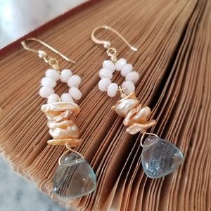 GF aquamarine and pearl earrings